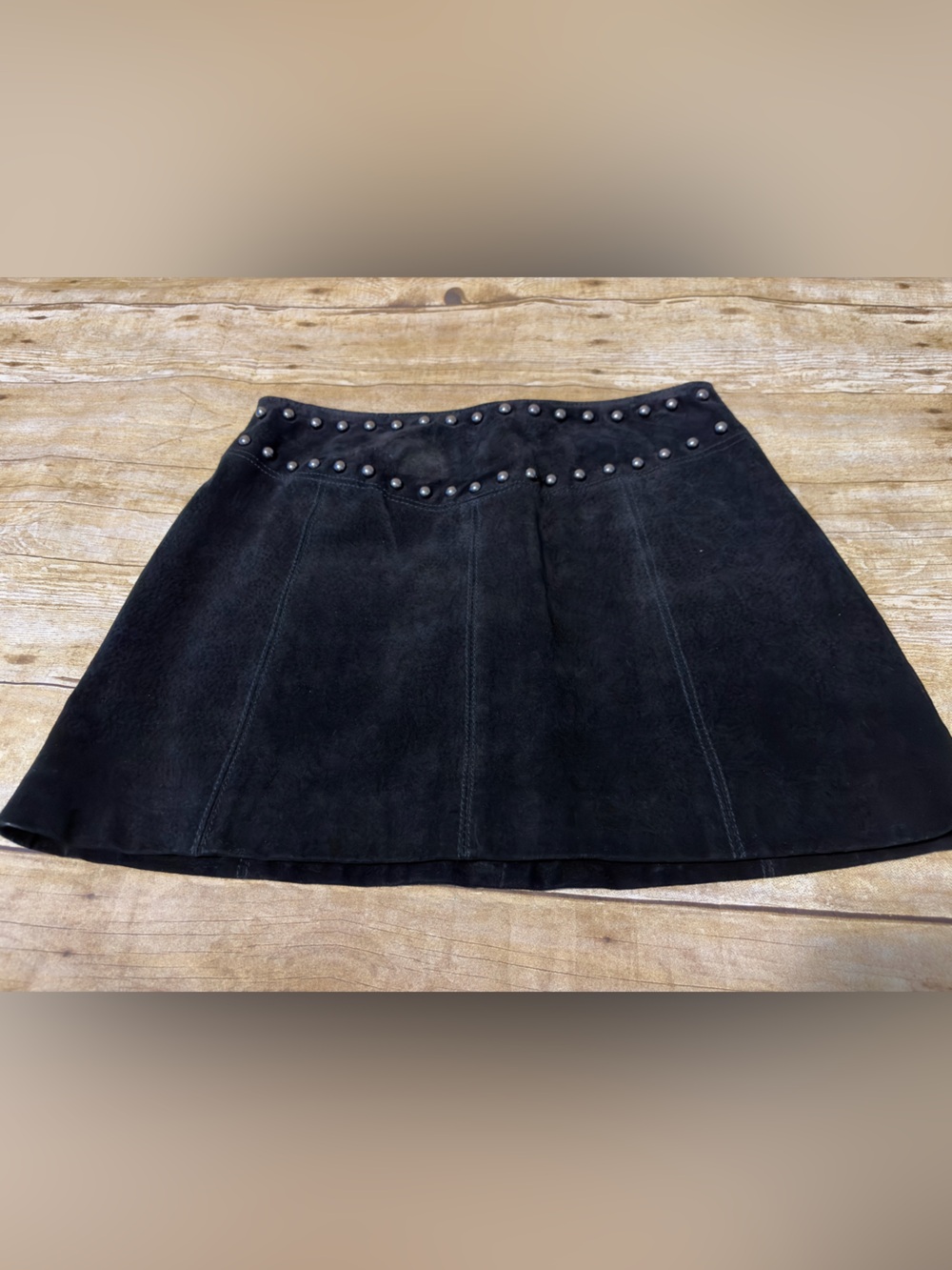Forever 21 Black Suede Studded Skater Skirt
